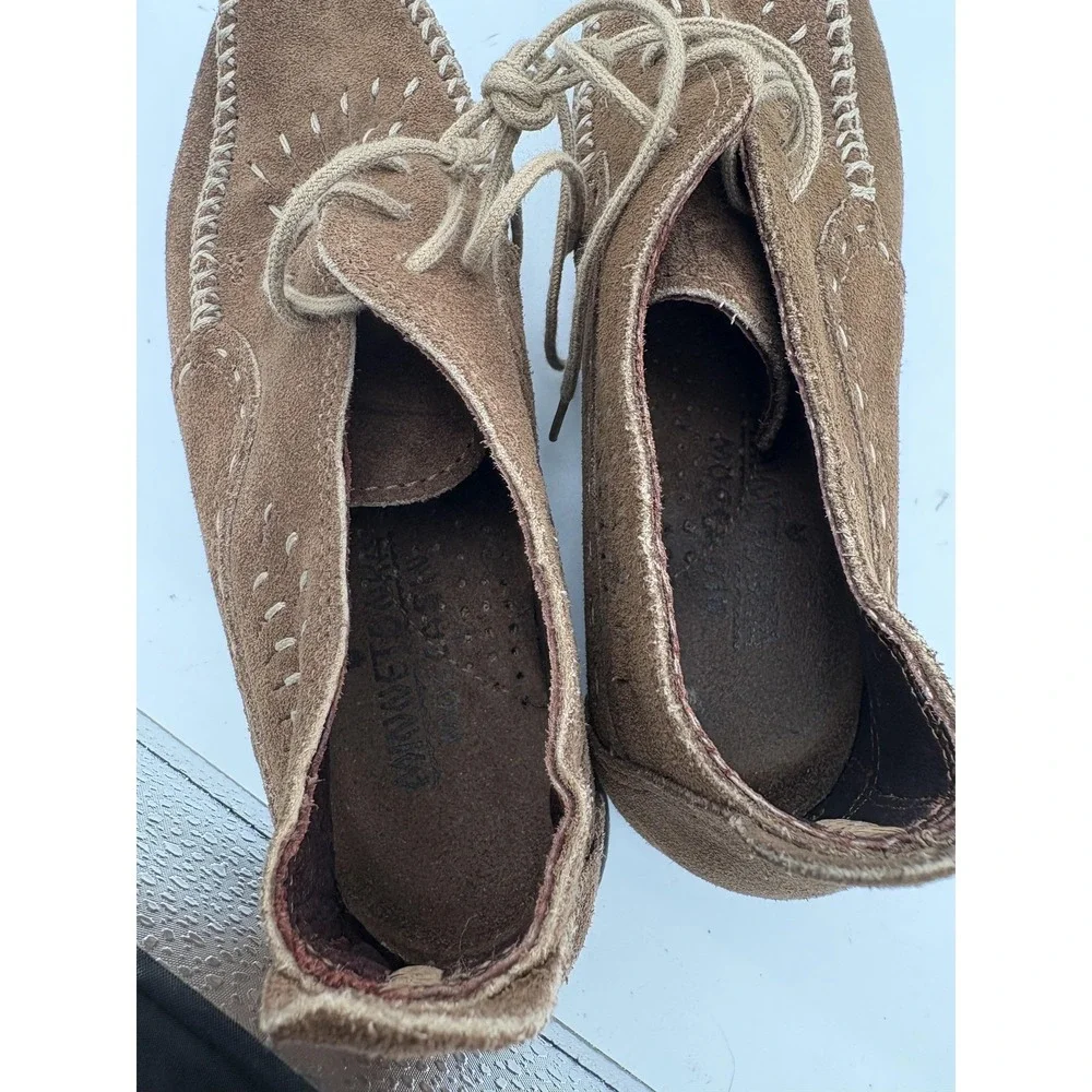 Minnetonka Boots Womens Size 7 Brown Suede Chukka Moccasin Ankle Lace Up Booties